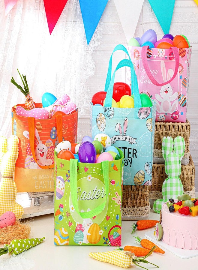 Locmeo 60 Pcs Easter Gift Bags with Handles Bulk Non Woven Reusable Bunny Egg Hunt Bags Easter Basket Tote Treat Goodie Bags for Easter Party Supplies Spring Holiday Gifts Wrapping, 8.3×7.9×5.9in - Image 5